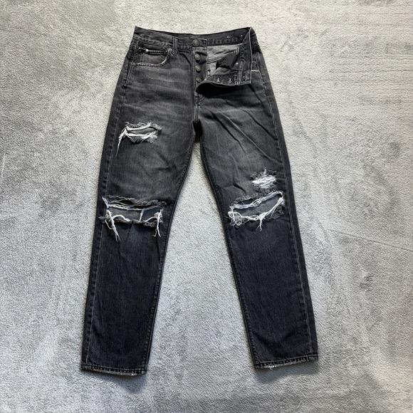 American Eagle Outfitters Denim - American Eagle Jeans Womens 6 Long Black 90s Boyfriend Button Fly Denim